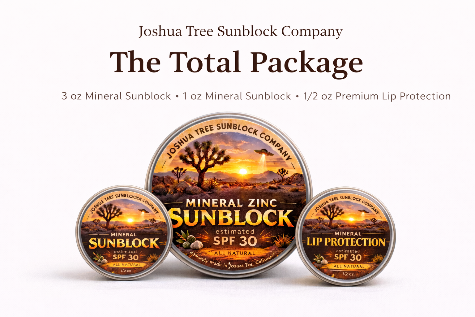 Joshua Tree Mineral Sun Balm Season Opener Bundle | Natural Lip Balm + 1oz + 3oz Titanium Mineral Sun Protection